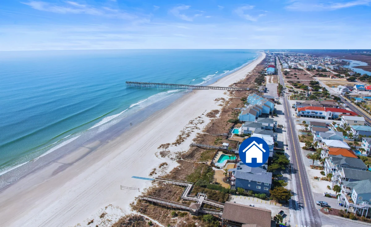 Aerial view showing Island Club B3 location near the pier
